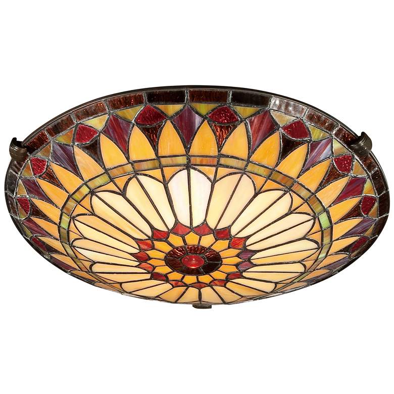 West End 17&quot; Wide Tiffany-Style Sunflower Ceiling Light more views