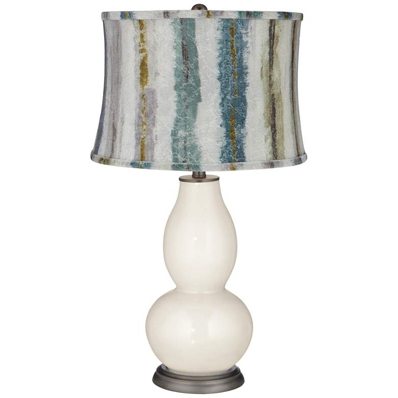 Image 1 West Highland Double Gourd Table Lamp w/Crackle Stripes Shade