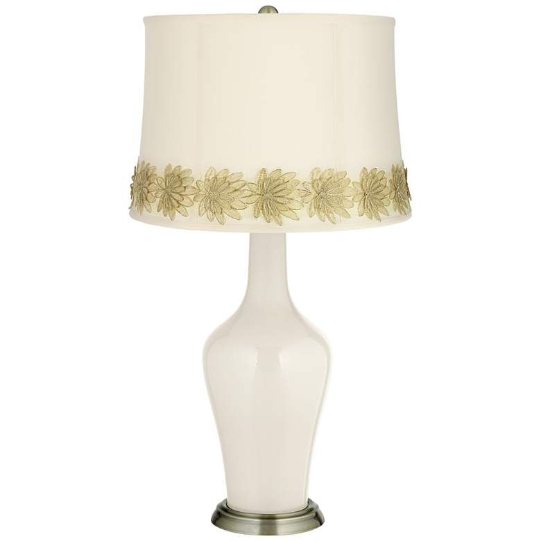 Image 1 West Highland White Anya Table Lamp with Flower Applique Trim
