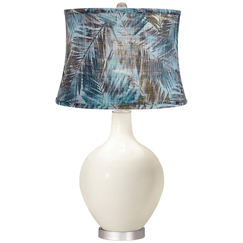 Image 1 West Highland White Blue Velvet Palm Shade Ovo Table Lamp