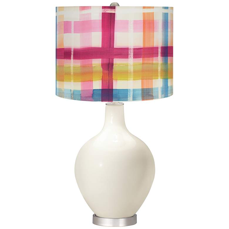 Image 1 West Highland White Bold Plaid Shade Ovo Table Lamp