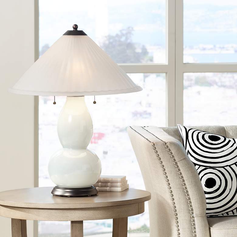 Image 1 West Highland White Fulton Table Lamp with Fluted Glass Shade