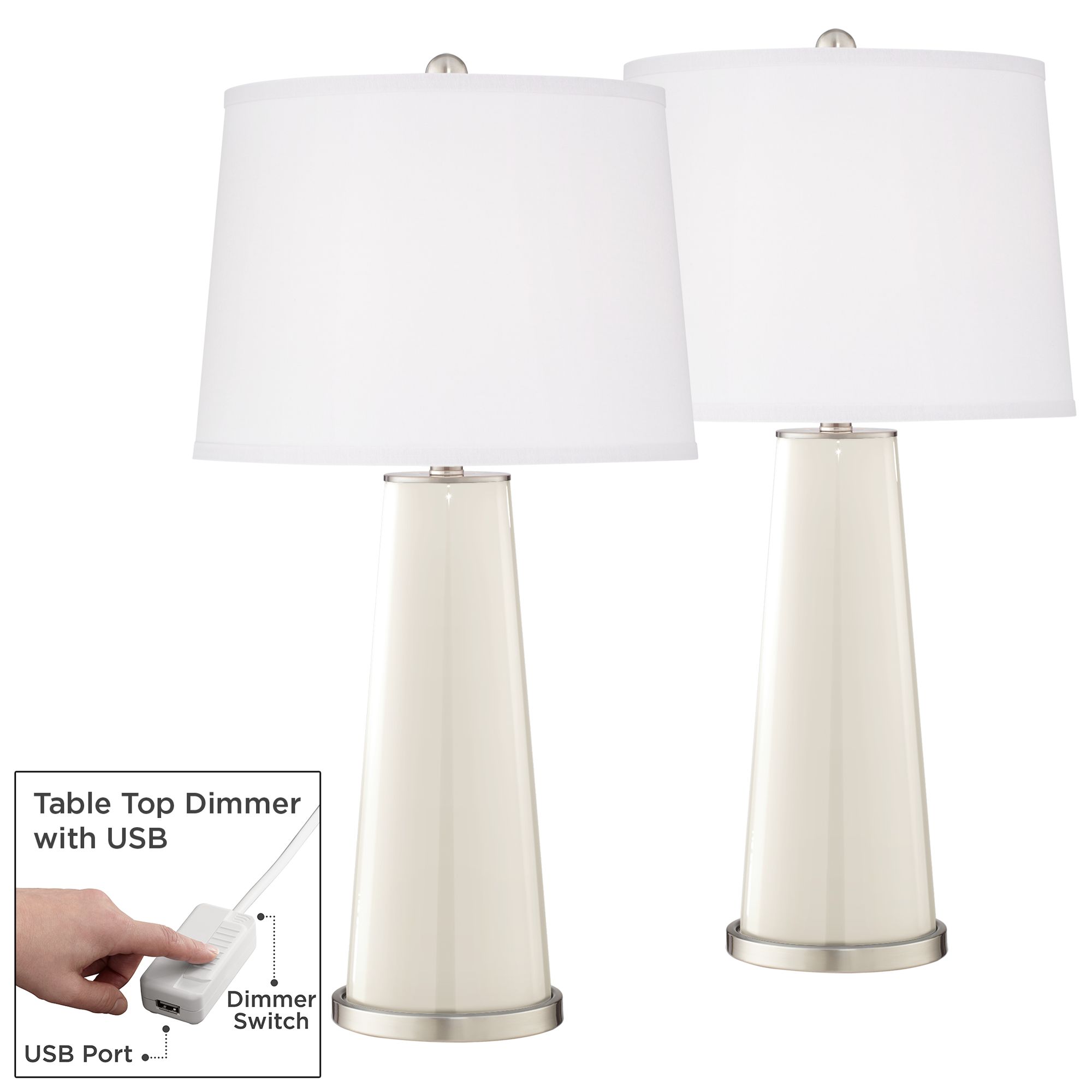 Image West Highland White Leo Table Lamp Set of 2 with Dimmers