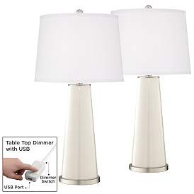 Image1 of West Highland White Leo Table Lamp Set of 2 with Dimmers