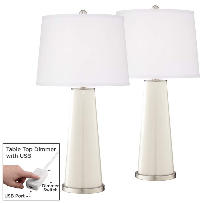 Image 1 West Highland White Leo Table Lamp Set of 2 with Dimmers