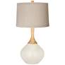 West Highland White Natural Linen Drum Shade Wexler Table Lamp