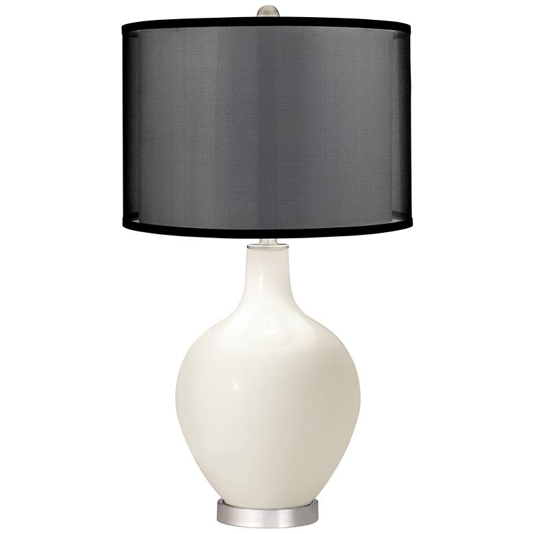 Image 1 West Highland White Ovo Table Lamp with Organza Black Shade