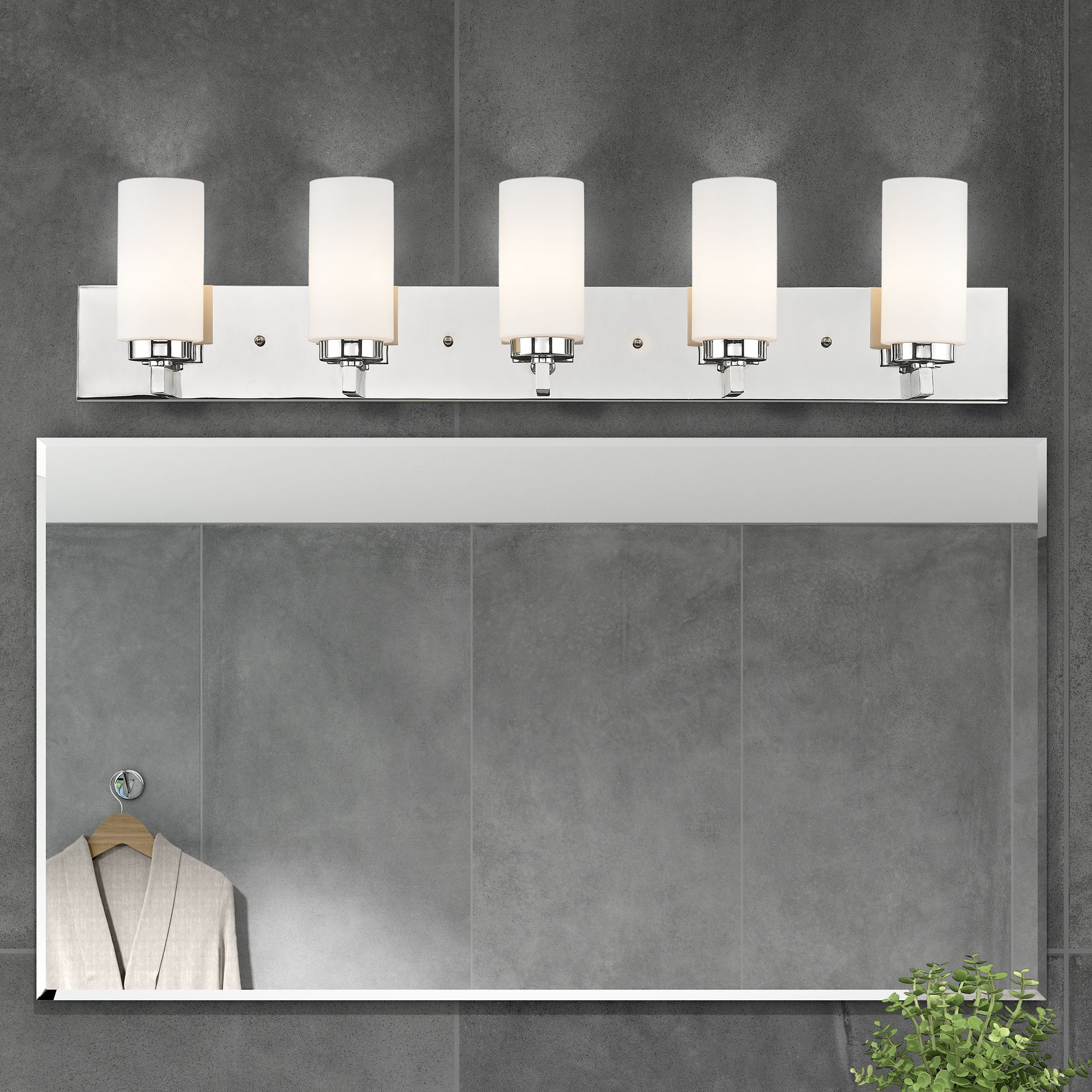 West Lake 35" Wide Polished Chrome 5-Light Bath Light in scene