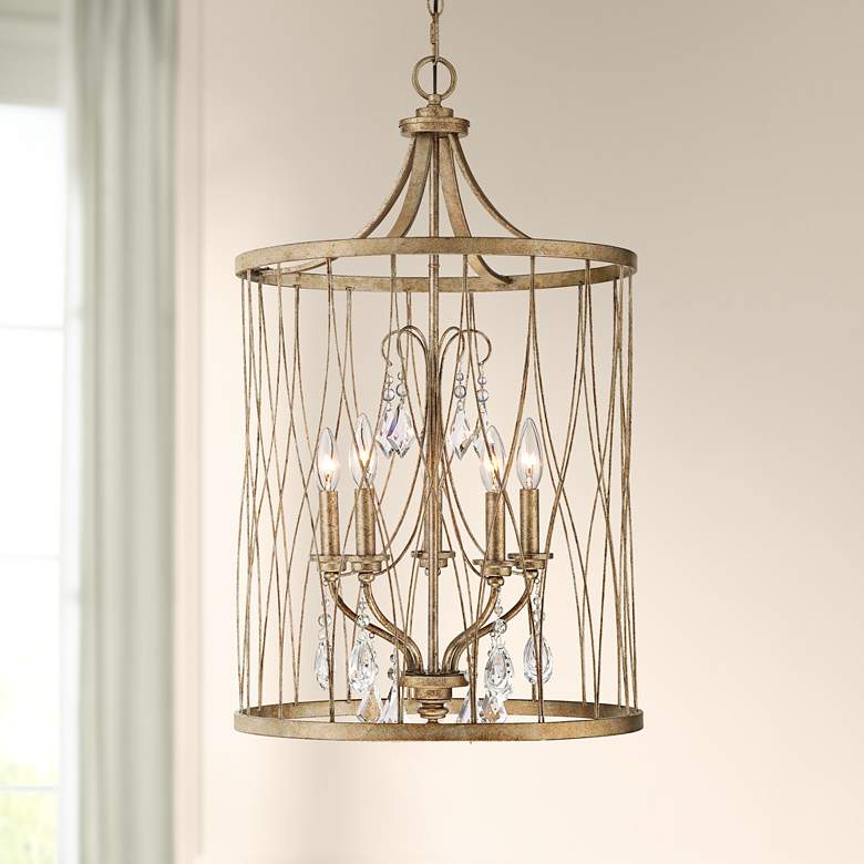 Image 1 West Liberty 18" Wide Olympus Gold 5-Light Foyer Pendant