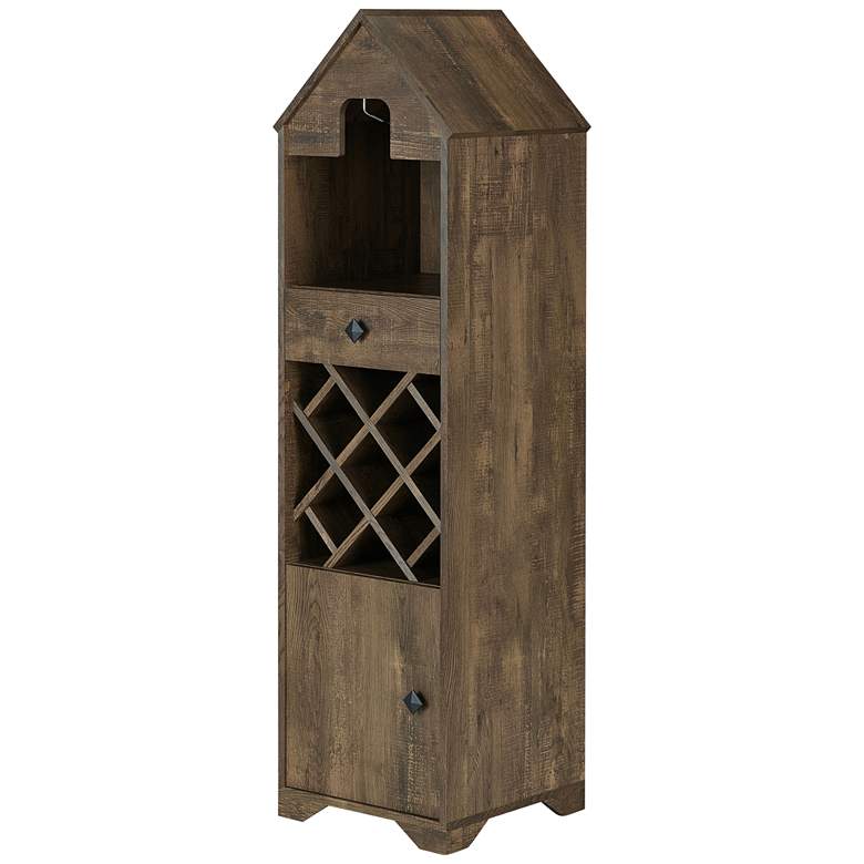 Image 2 Westa 16 3/4" Wide Reclaimed Oak Bar Cabinet w/ Wine Storage