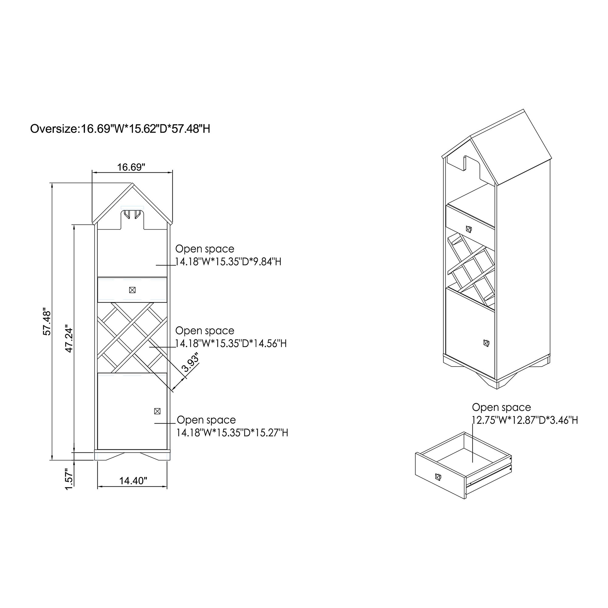 Westa 16 3/4" Wide Reclaimed Oak Bar Cabinet w/ Wine Storage
