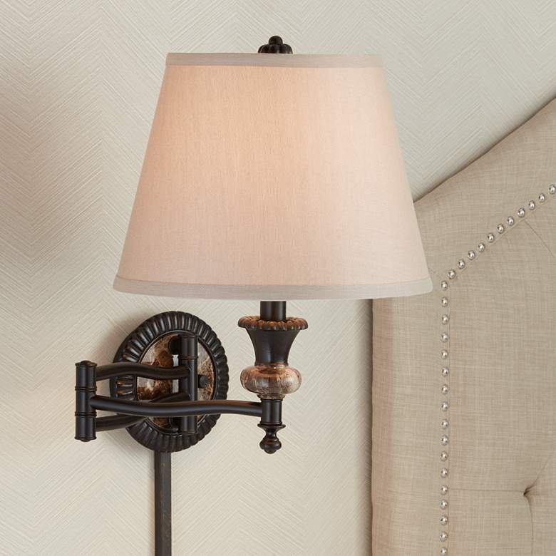 Image 1 Westbridge Traditional Plug-In Swing Arm Wall Lamp in Bronze
