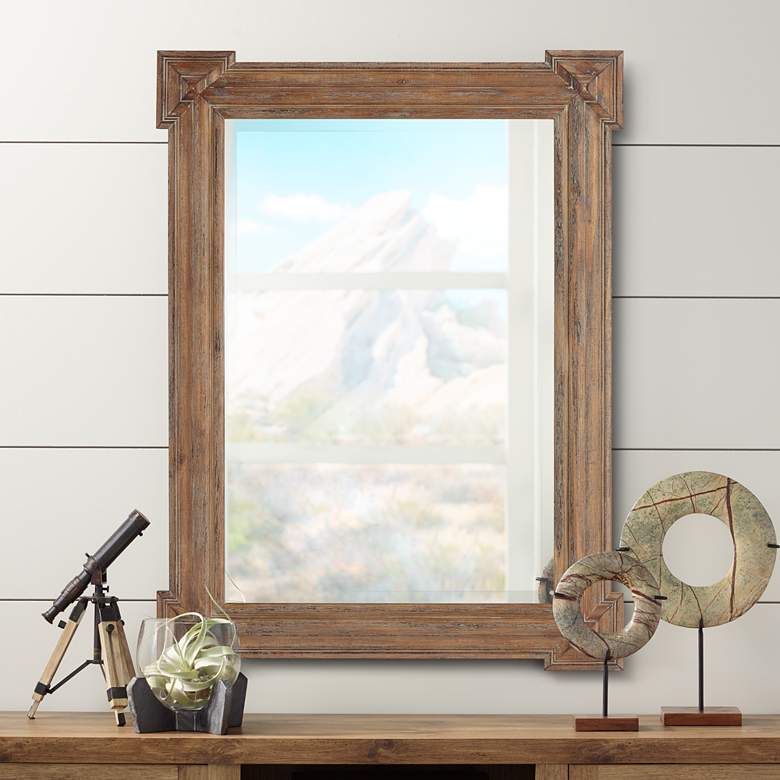 Image 1 Westbrook Brushed Brown Wood 30 inch x 40 inch Wall Mirror