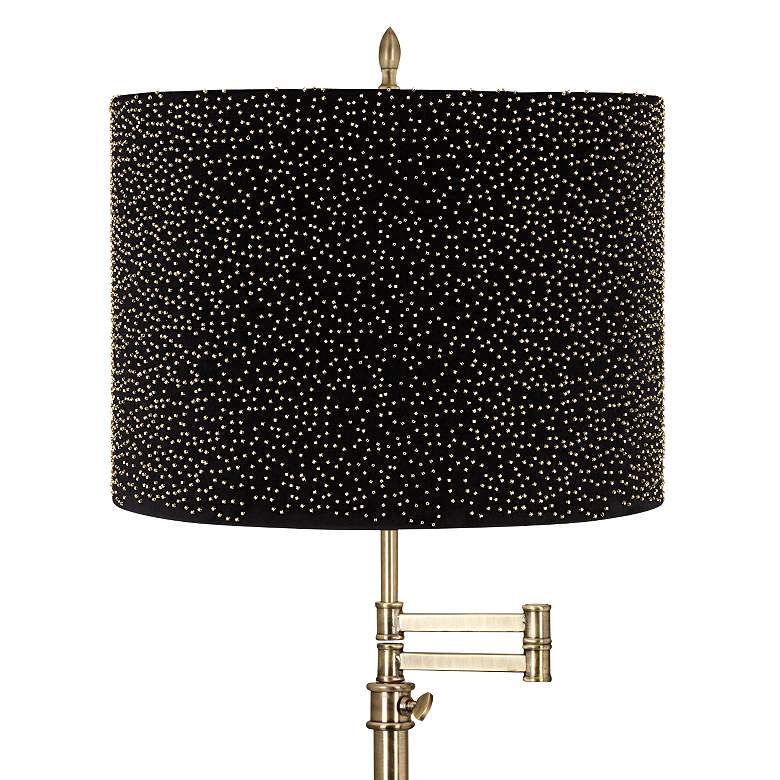 Image 2 Westbury Adjustable Height Black Shade Antique Brass Swing Arm Table Lamp more views