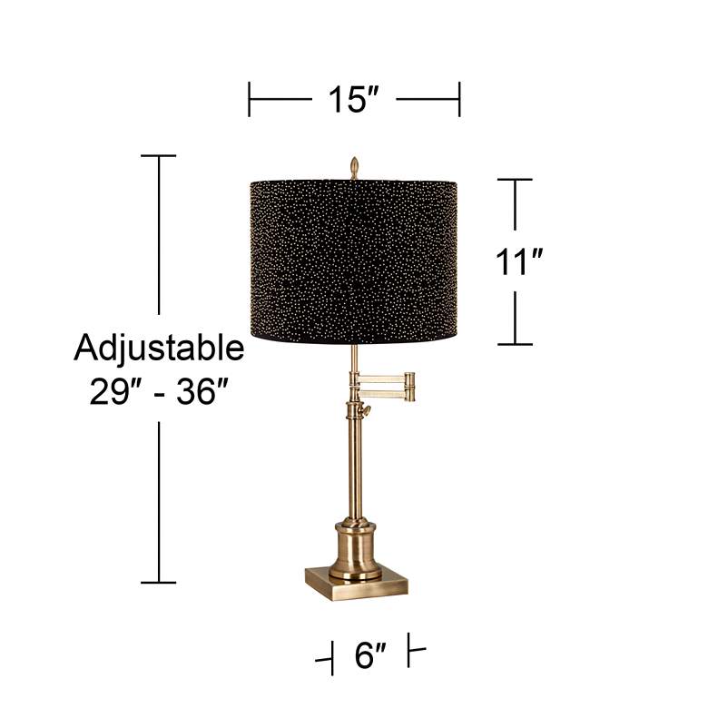 Image 6 Westbury Adjustable Height Black Shade Antique Brass Swing Arm Table Lamp more views