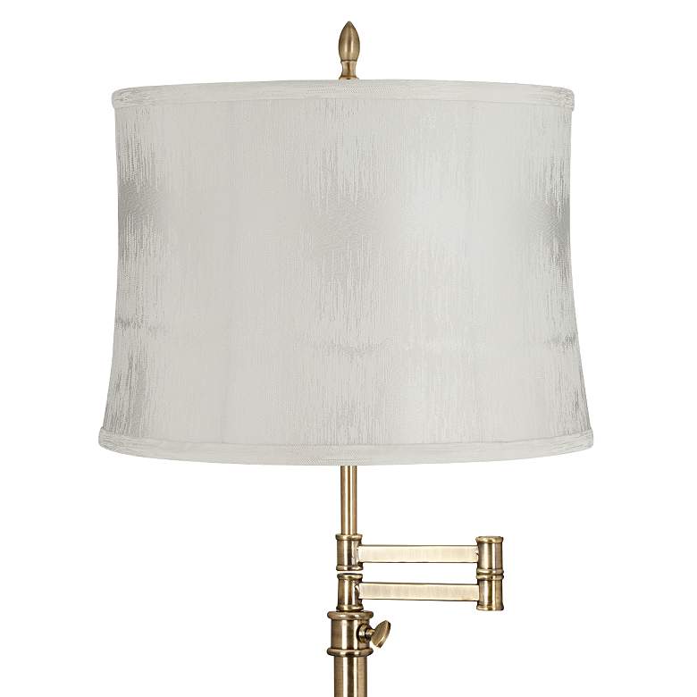 Image 2 Westbury Antique Brass Buchanan Off-White Shade Swing Arm Table Lamp more views