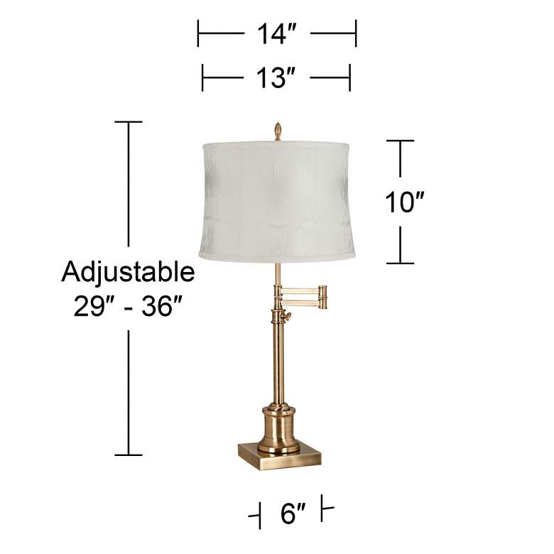 Image 6 Westbury Antique Brass Buchanan Off-White Shade Swing Arm Table Lamp more views