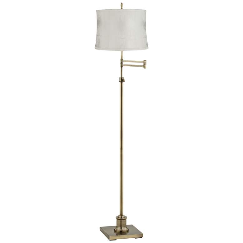 Image 1 Westbury Antique Brass Swing Arm Floor Lamp w/Cece Off-White Shade