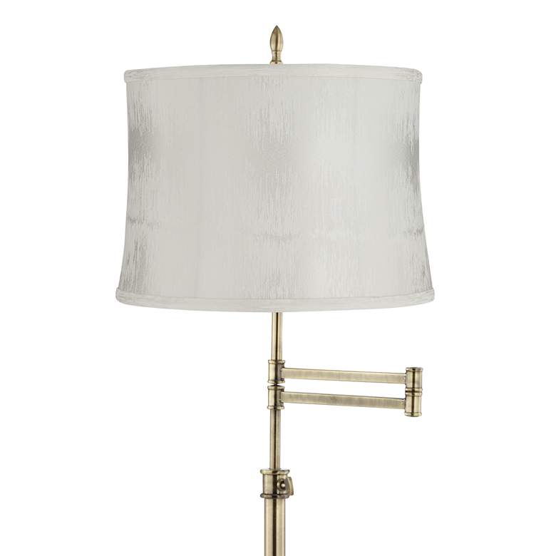Image 2 Westbury Antique Brass Swing Arm Floor Lamp w/Cece Off-White Shade more views