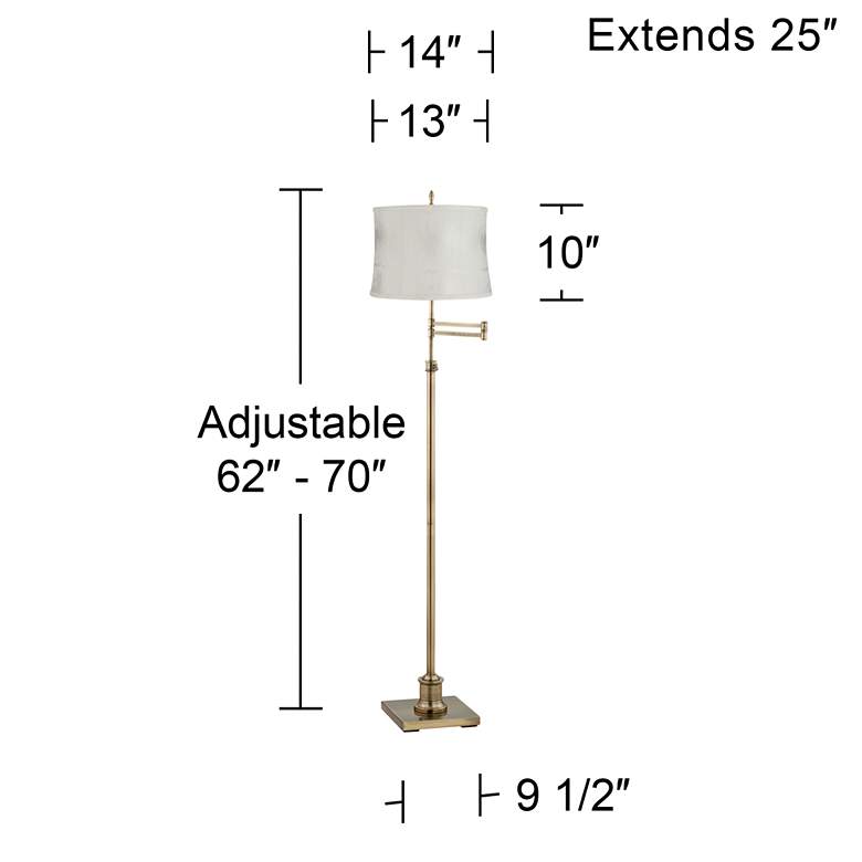 Image 5 Westbury Antique Brass Swing Arm Floor Lamp w/Cece Off-White Shade more views