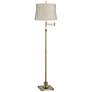 Thumbnail1 of Westbury Antique Brass Swing Arm Floor Lamp w/ Wimberley Beige Shade