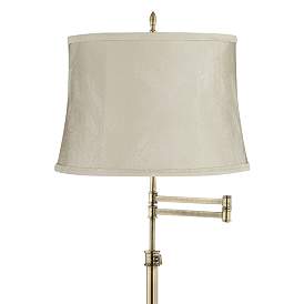 Image2 of Westbury Antique Brass Swing Arm Floor Lamp w/ Wimberley Beige Shade more views