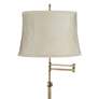 Thumbnail2 of Westbury Antique Brass Swing Arm Floor Lamp w/ Wimberley Beige Shade more views