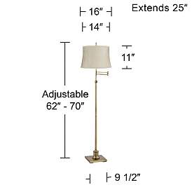 Image5 of Westbury Antique Brass Swing Arm Floor Lamp w/ Wimberley Beige Shade more views