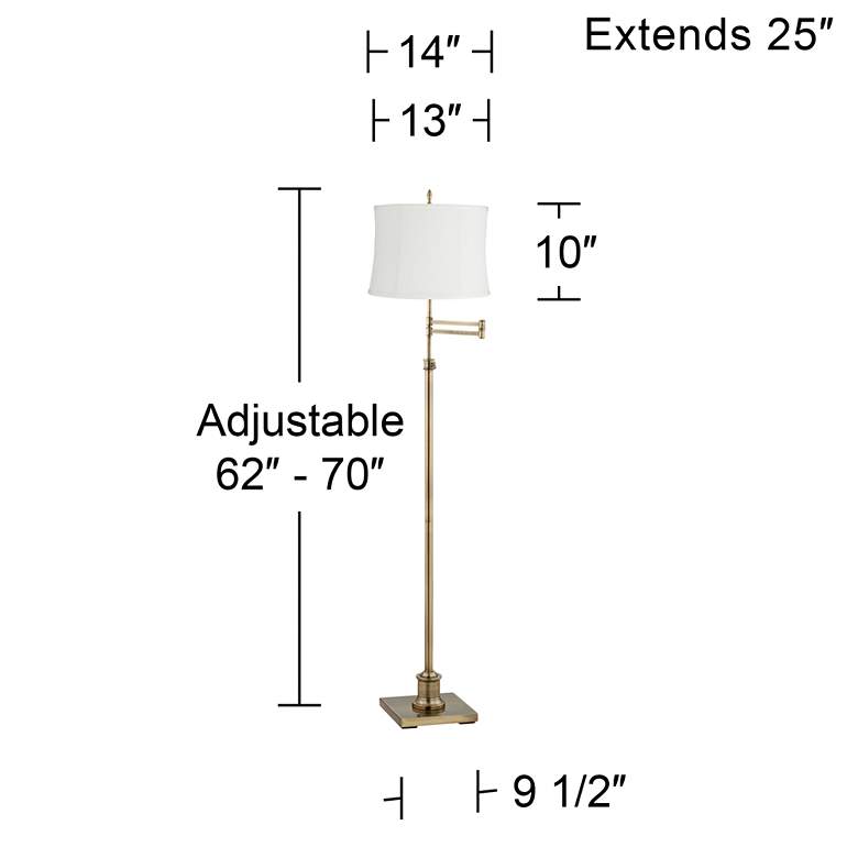 Image 5 Westbury Antique Brass Swing Arm Floor Lamp with Barr White Shade more views