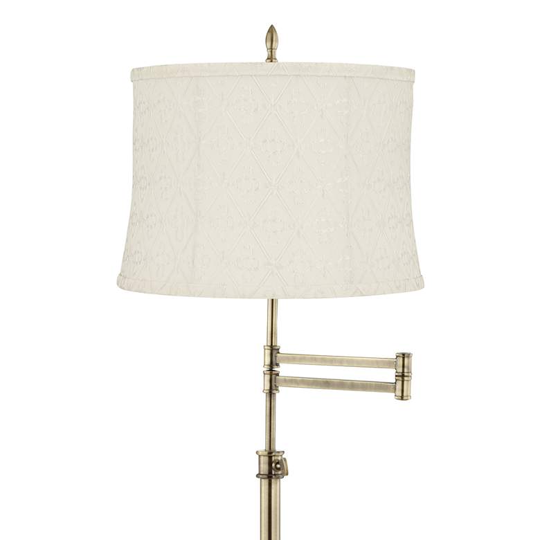 Image 2 Westbury Antique Brass Swing Arm Floor Lamp with Kolding White Shade more views