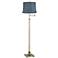 Westbury Antique Brass Swing Arm Floor Lamp with Nagano Blue Shade