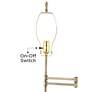 3_Westbury Antique Brass Swing Arm Floor Lamp with Nagano Blue Shade more views