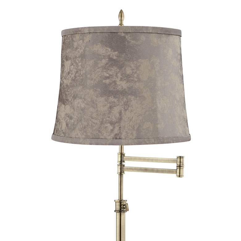 Image 2 Westbury Antique Brass Swing Arm Floor Lamp with Nagano Gray Shade more views