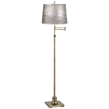 Westbury Antique Brass Swing Arm Floor Lamp with Silver Gold Shade