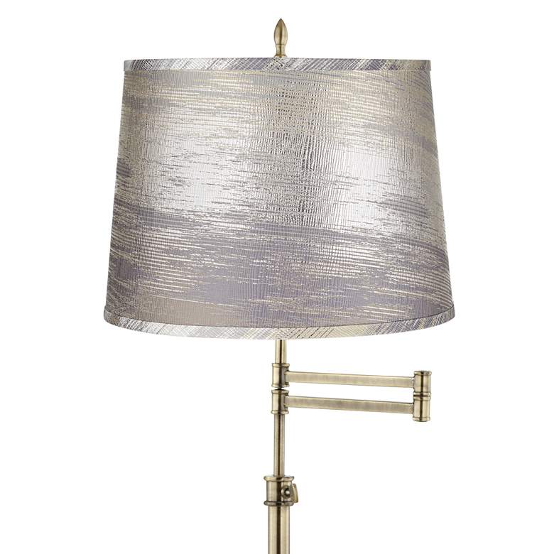 Image 2 Westbury Antique Brass Swing Arm Floor Lamp with Silver Gold Shade more views