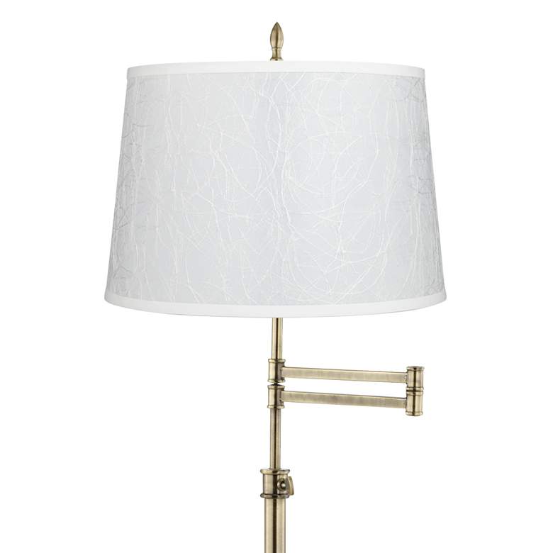 Image 2 Westbury Antique Brass Swing Arm Floor Lamp with White Fibril Shade more views