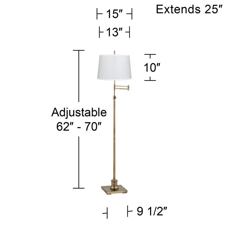 Image 5 Westbury Antique Brass Swing Arm Floor Lamp with White Fibril Shade more views