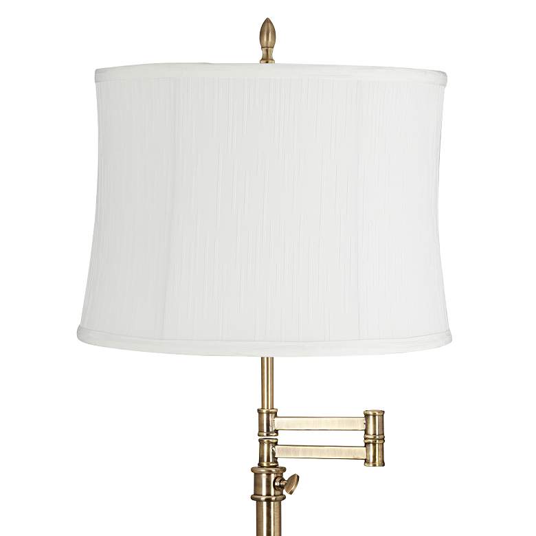 Image 2 Westbury Antique Brass Swing Arm Table Lamp with Barr White Shade more views