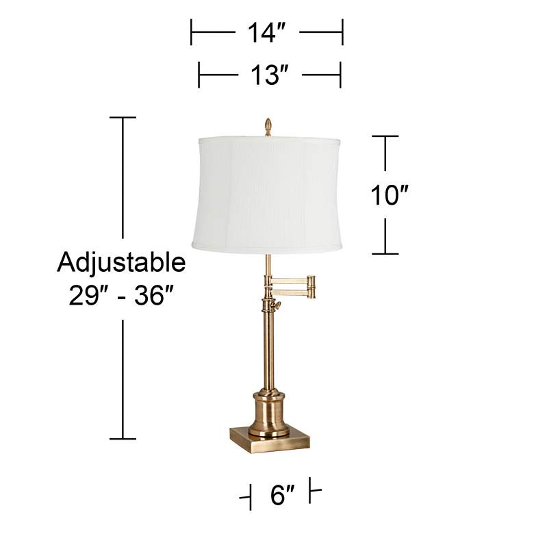 Image 6 Westbury Antique Brass Swing Arm Table Lamp with Barr White Shade more views