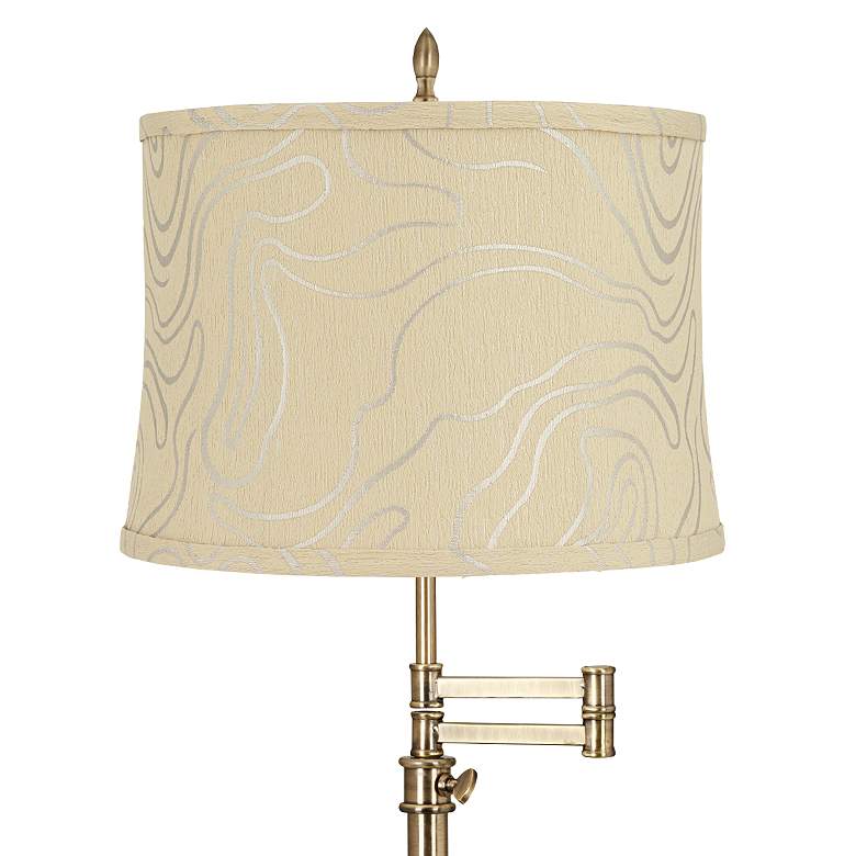 Image 2 Westbury Antique Brass Swing Arm Table Lamp with Bay Beige Shade more views