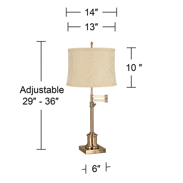 Image 6 Westbury Antique Brass Swing Arm Table Lamp with Bay Beige Shade more views