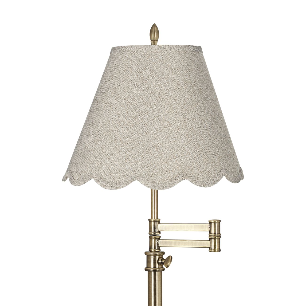Image 2 Westbury Antique Brass Swing Arm Table Lamp with Beige Scallop Shade more views