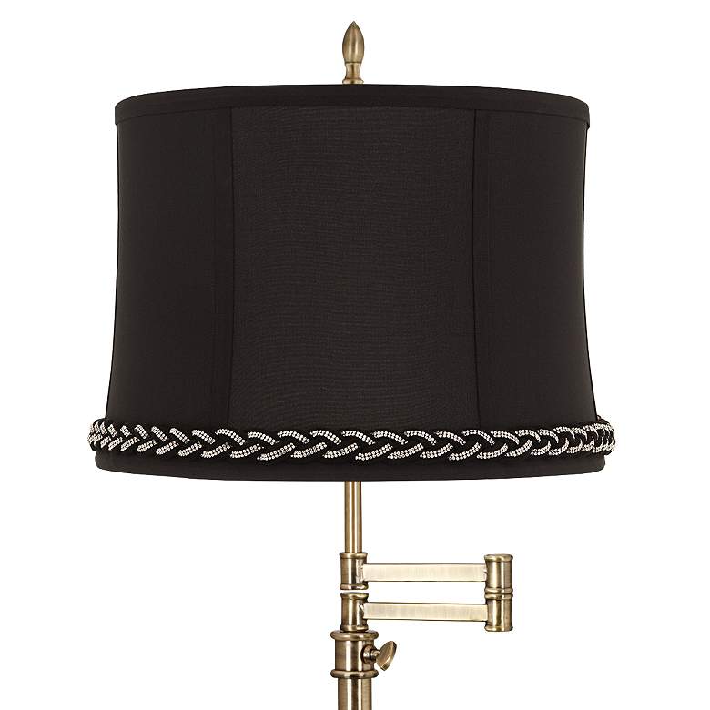 Image 2 Westbury Antique Brass Swing Arm Table Lamp with Cartagena White Shade more views