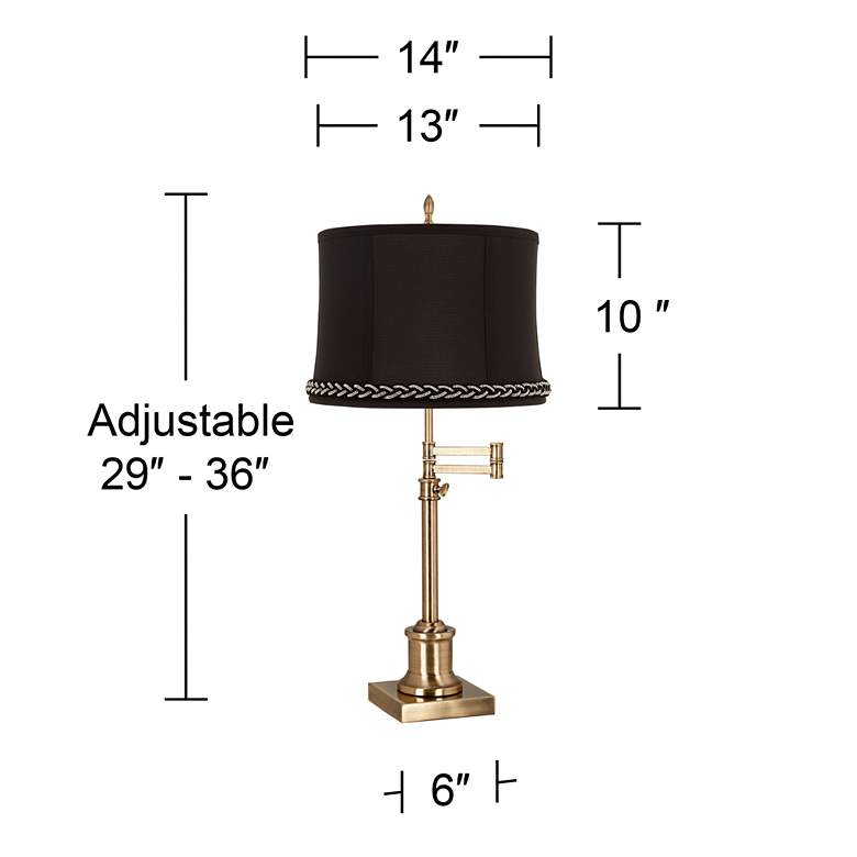 Image 6 Westbury Antique Brass Swing Arm Table Lamp with Cartagena White Shade more views