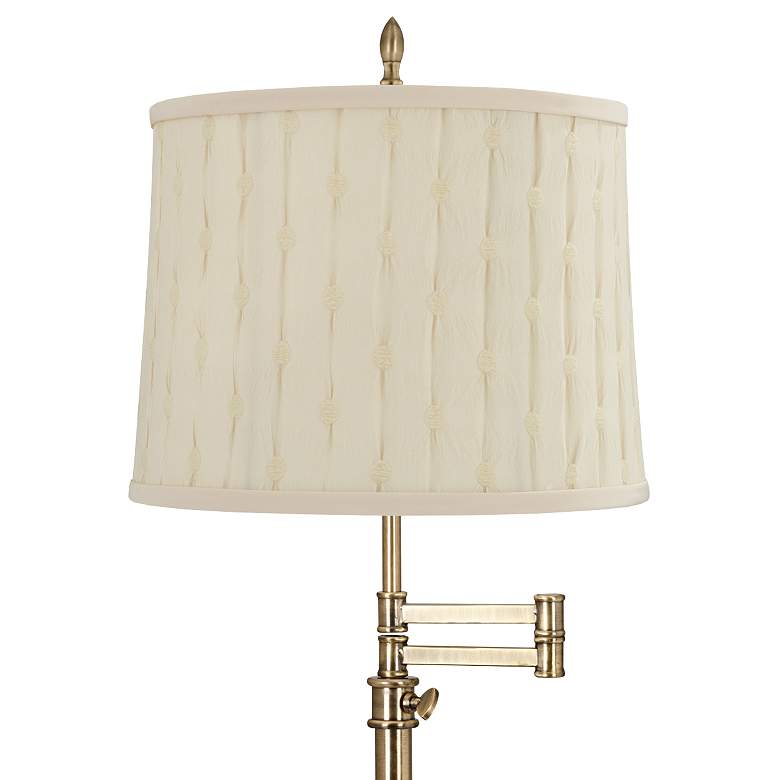 Image 2 Westbury Antique Brass Swing Arm Table Lamp with Clermont Beige Shade more views