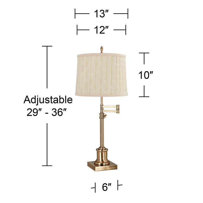 Image 6 Westbury Antique Brass Swing Arm Table Lamp with Clermont Beige Shade more views