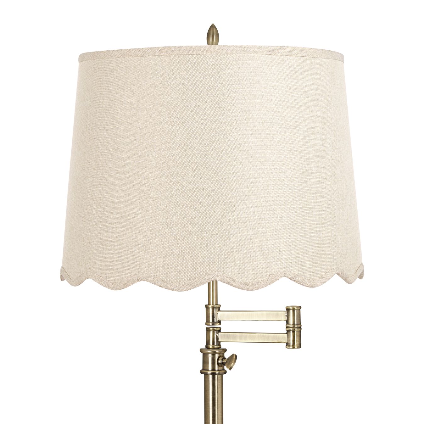 Image 2 Westbury Antique Brass Swing Arm Table Lamp with Cream Scallop Shade more views