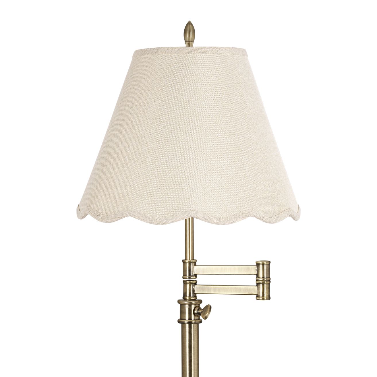 Image 2 Westbury Antique Brass Swing Arm Table Lamp with Cream Scallop Shade more views