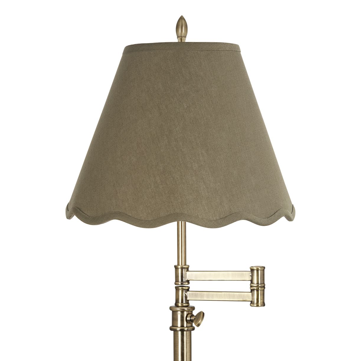 Image 2 Westbury Antique Brass Swing Arm Table Lamp with Dark Sage Scallop Shade more views