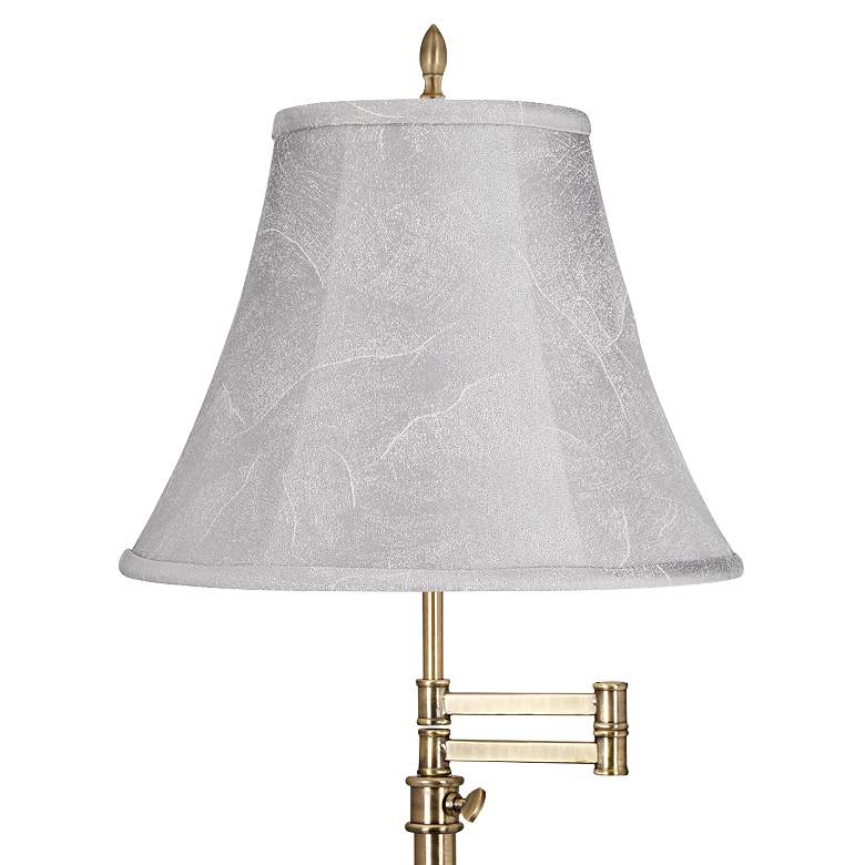 Image 2 Westbury Antique Brass Swing Arm Table Lamp with Dolomite Gray Shade more views